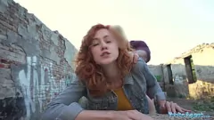Play Public Agent's Sexy Ginger Waitress Gets Rough and Raw Outside